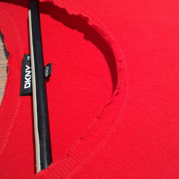 DKNY womens vintage red top with delicate ruffle design 100% soft cotton… - Picture 4 of 8